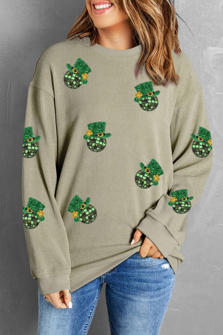 Sequin Round Neck Dropped Shoulder Sweatshirt (ships 1-2 weeks)