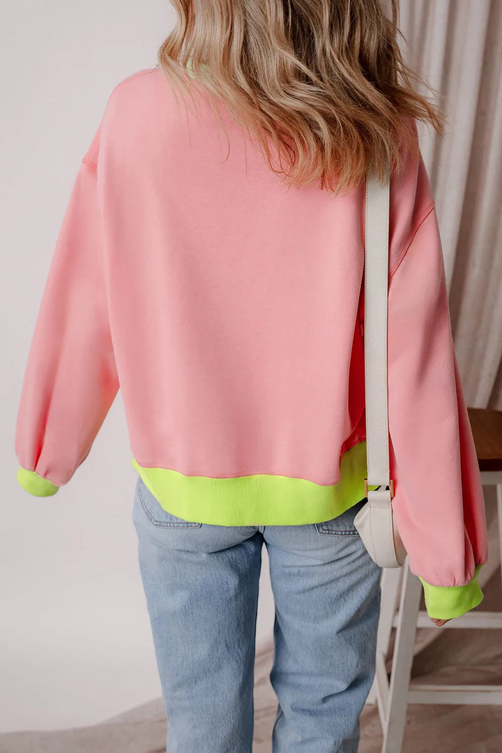 Neon Pink & Green Game Day Patch Pullover (ships 1-2 weeks)