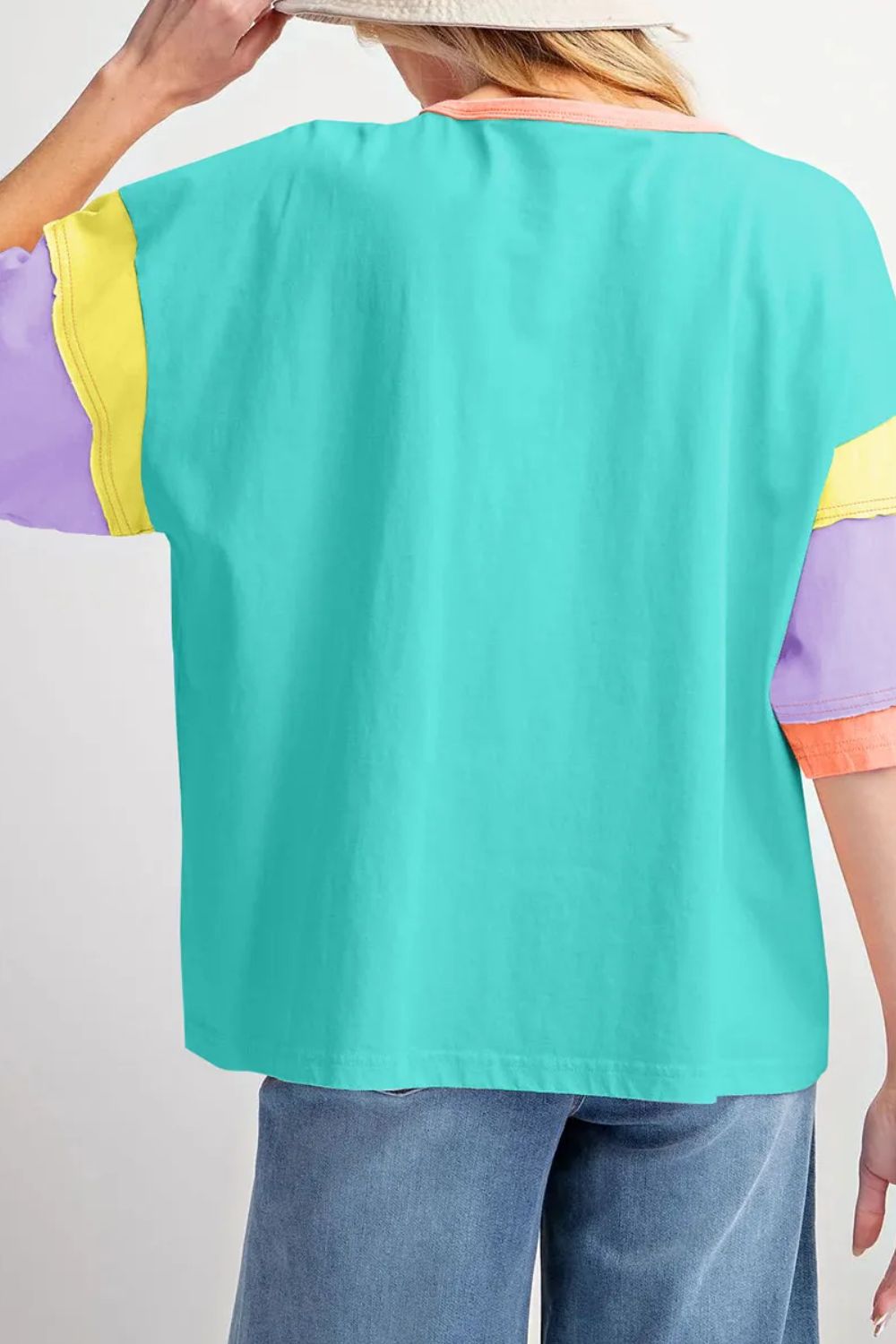 Color Block Round Neck Half Sleeve T-Shirt (ships 1-2 weeks)