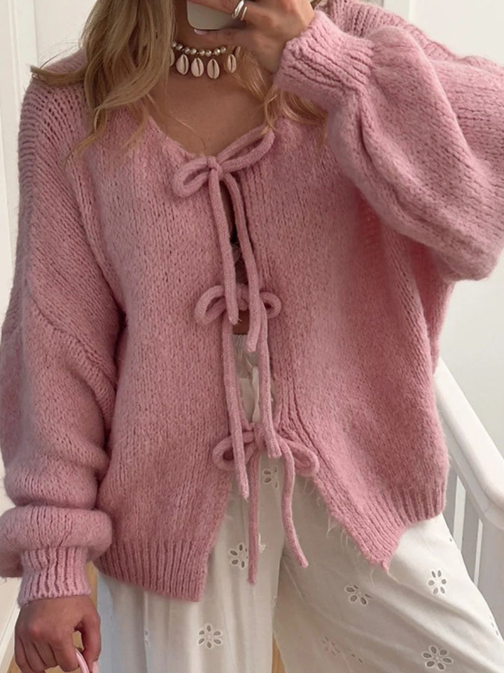 Tie bow cozy cardigan ships 1-2 weeks