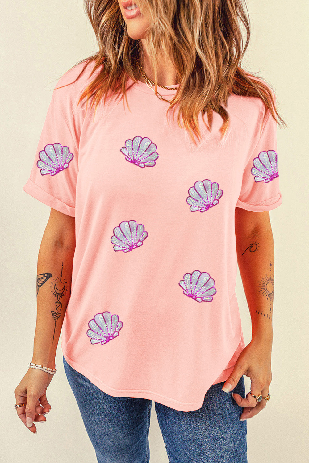 SeaShell Round Neck Short Sleeve T-Shirt ships 2 weeks