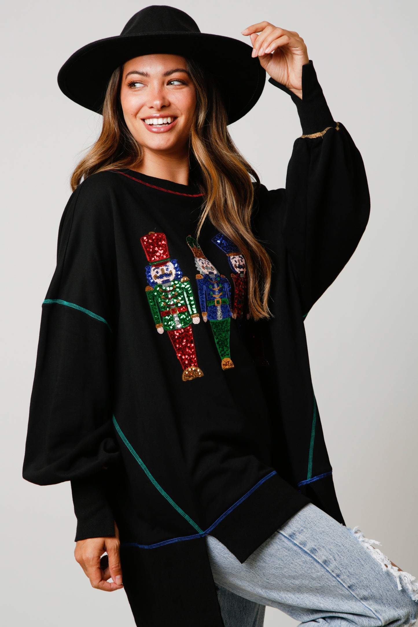 Sequin Nutcracker Oversized Top BLACK PREORDER