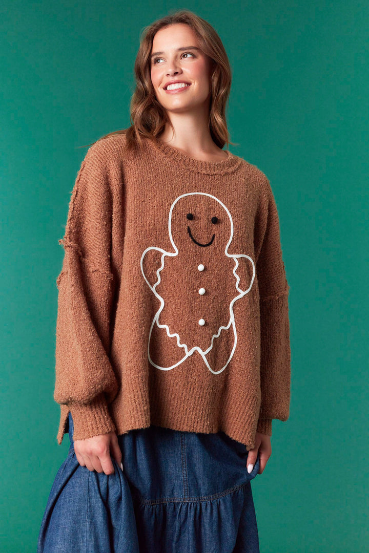 Oversized Gingerbread Man Sweater (PREORDER)