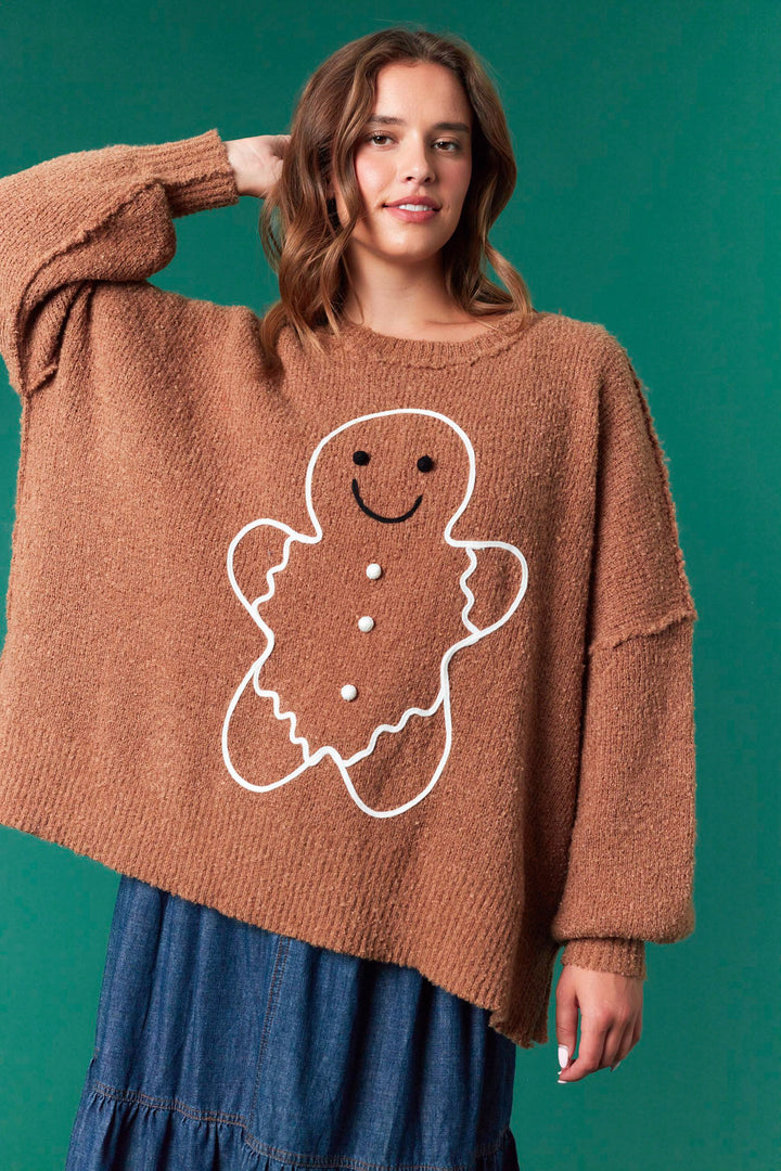 Oversized Gingerbread Man Sweater (PREORDER)