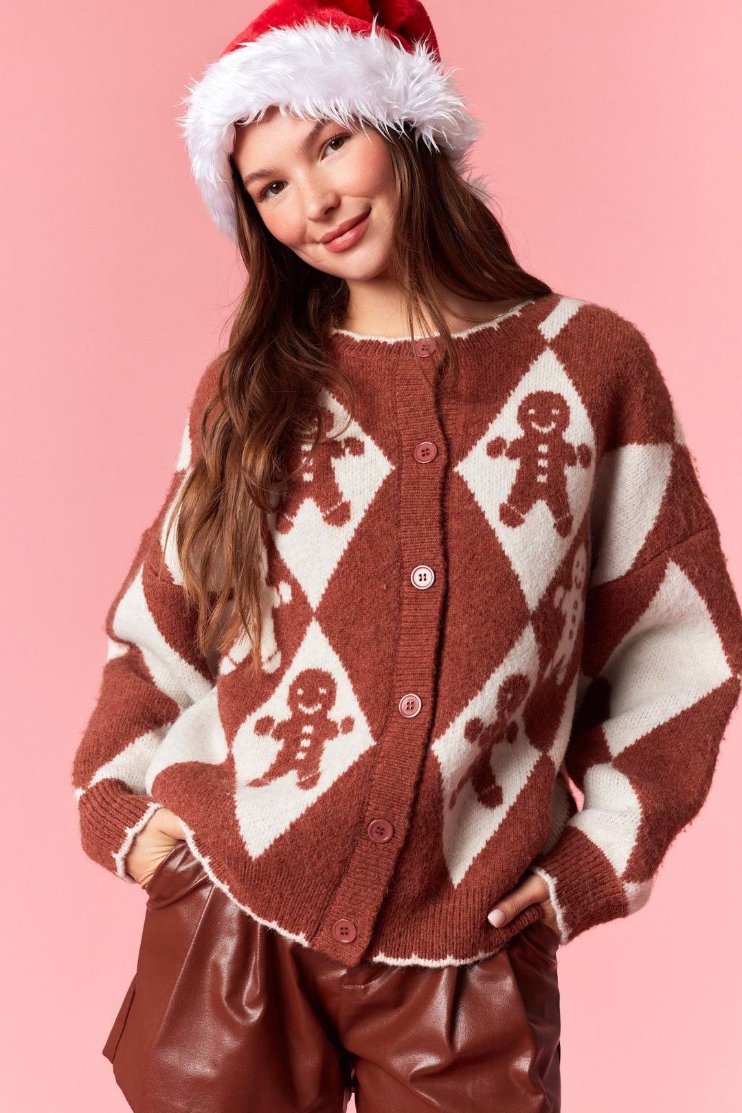 Gingerbread Checkered Cardigan (ships 2-3 weeks)