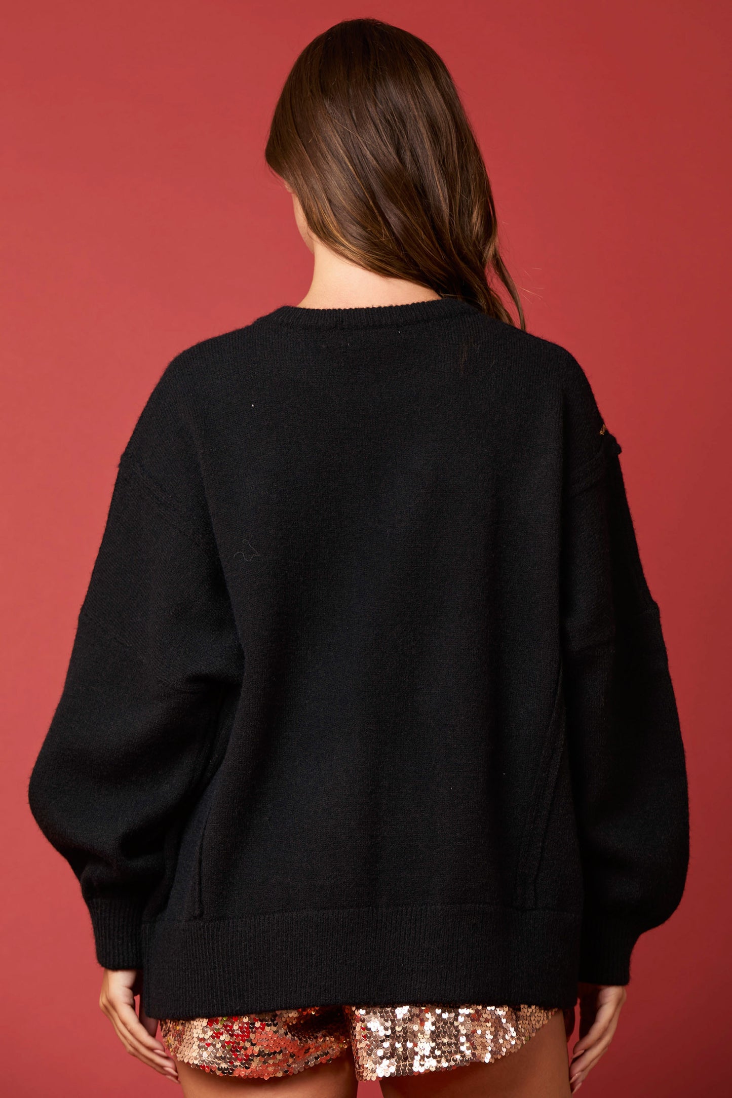 Multicolor Lights Black Sweater Soft & Fuzzy (PREORDER)