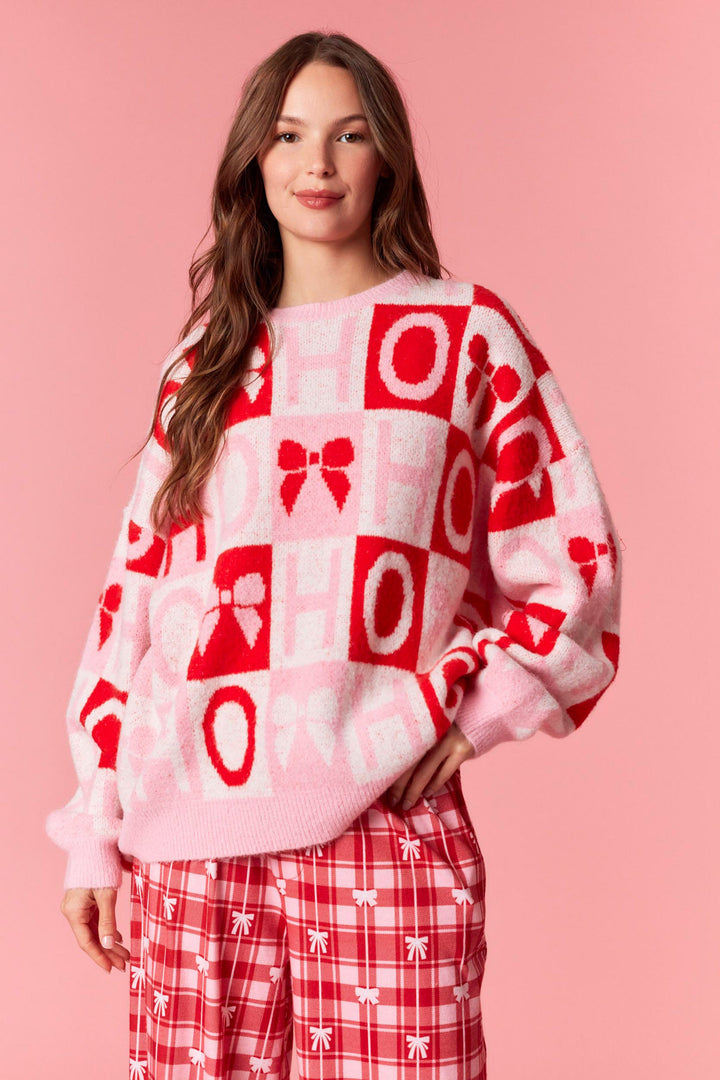 ho ho ho & Bow sweater (Ships 2 weeks)