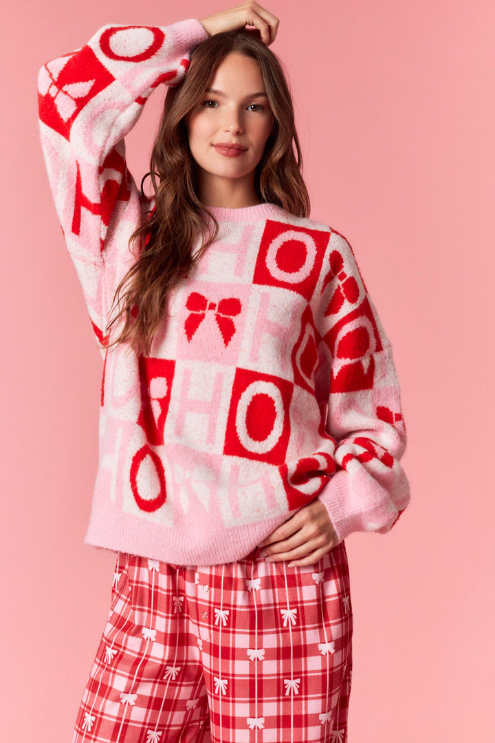 ho ho ho & Bow sweater (Ships 2 weeks)