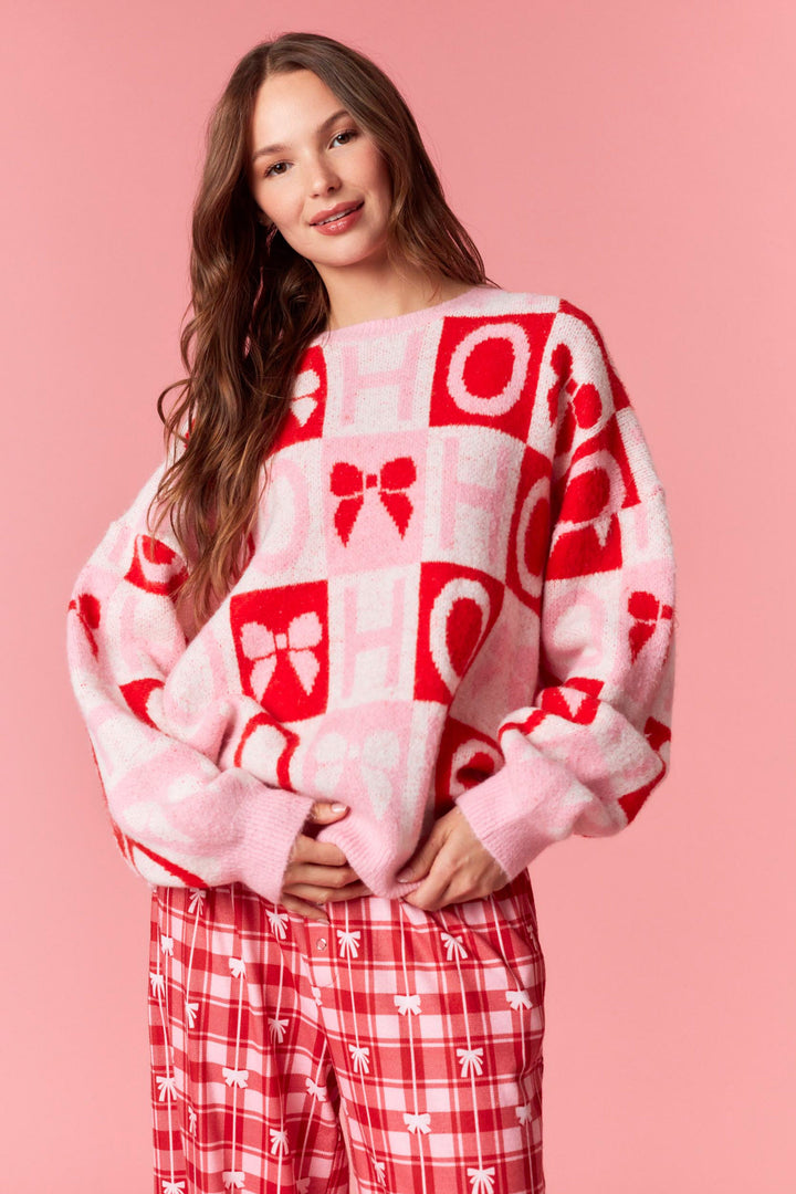 ho ho ho & Bow sweater (Ships 2 weeks)