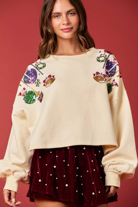 Ornament Bunch Cropped Top IVORY PREORDER