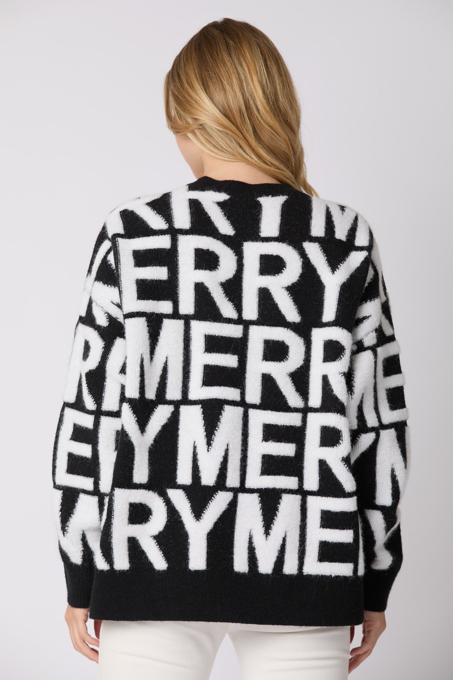 Merry Merry Merry Black & White Sweater (ships 2-3 weeks)