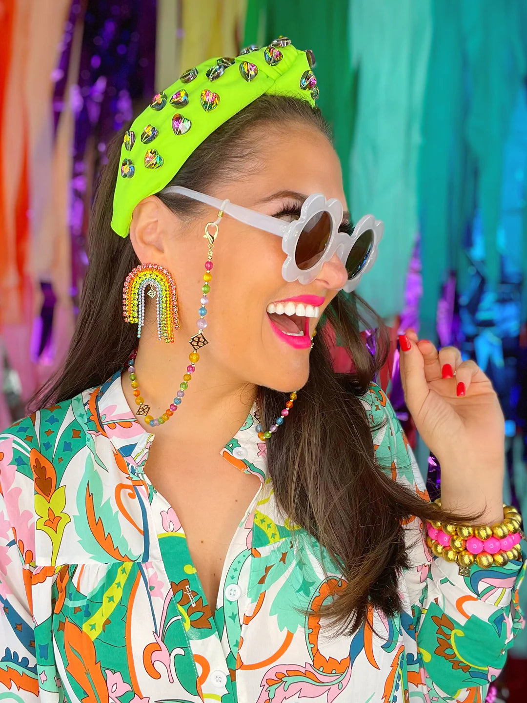 BRIANNA CANNON RAINBOW SPARKLE DROP EARRINGS RTS