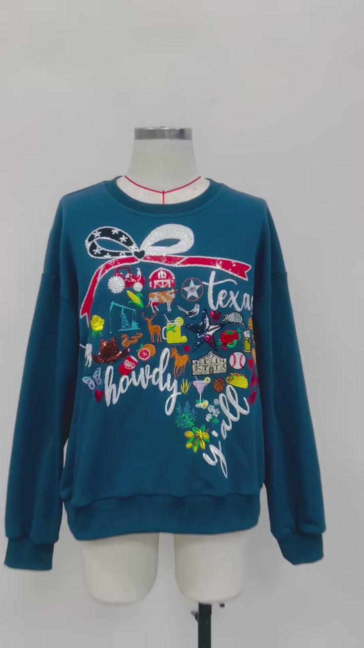 TEXAS ICON SEQUINED CREWNECK (PREORDER)