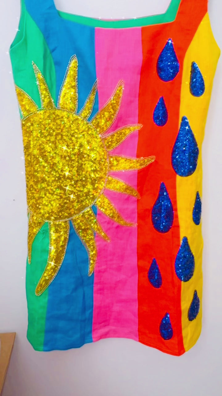 Sunshine and raindrops sequined dress RTS