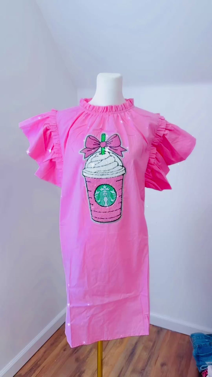 Sequin Pink Frappuccino Dress ships 1 week