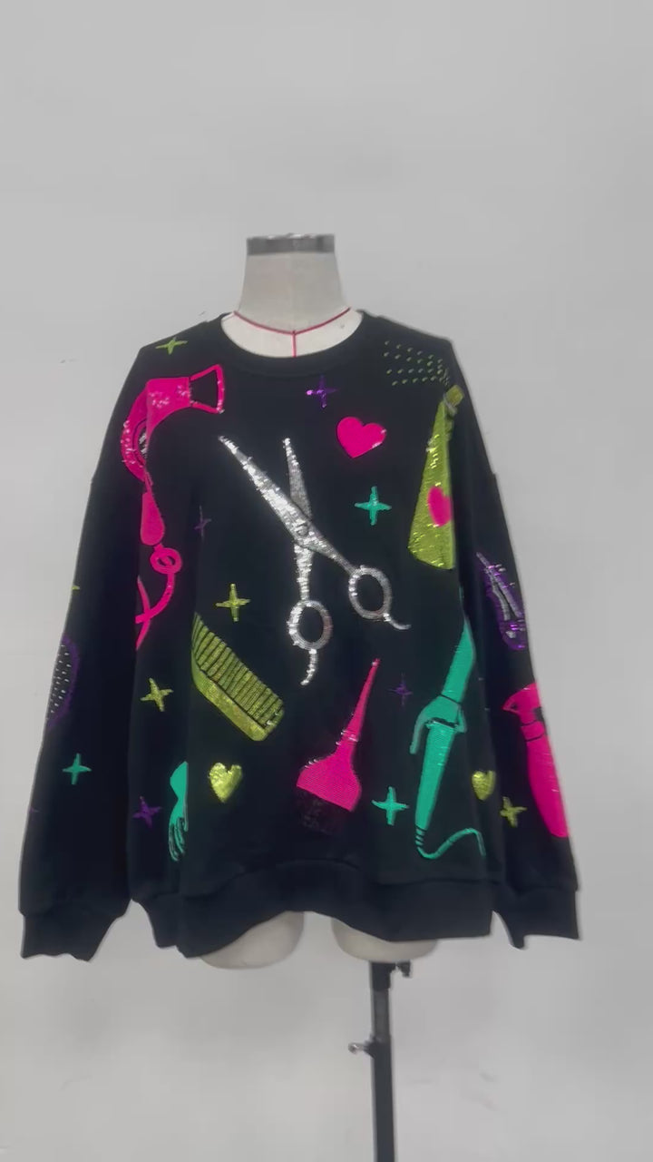 SEQUIN HAIRSTYLIST PULLOVER (PREORDER)