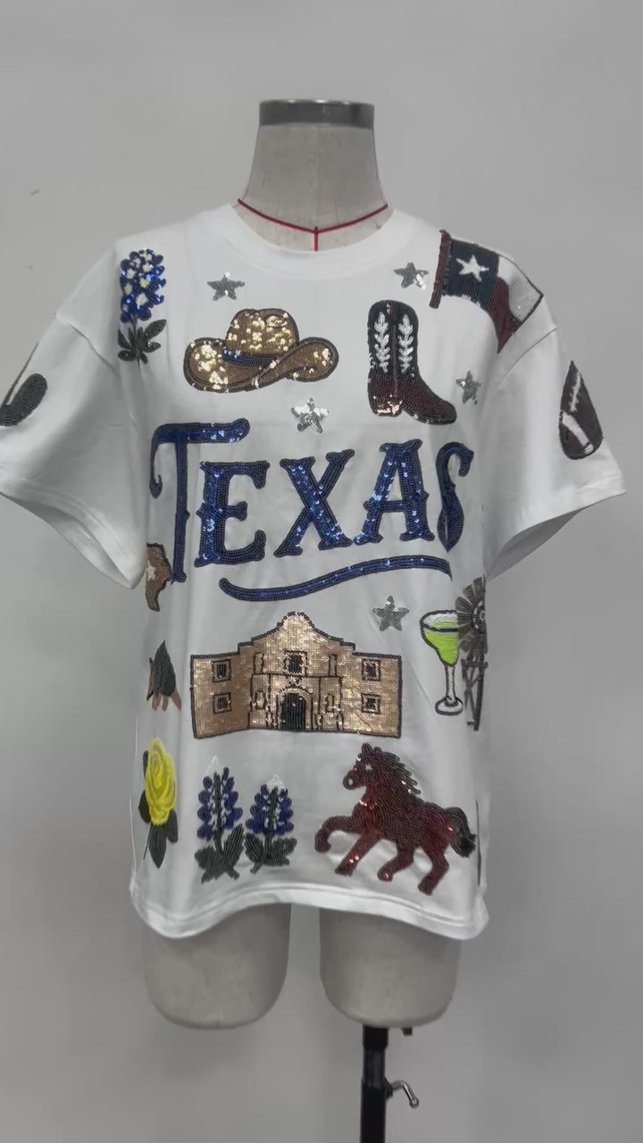 TEXAS BABE SEQUINED TSHIRT (PREORDER)