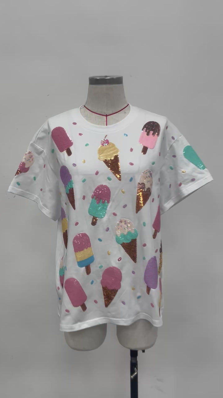 SPRINKLES & ICE CREAM SEQUIN SHIRT  (PREORDER)