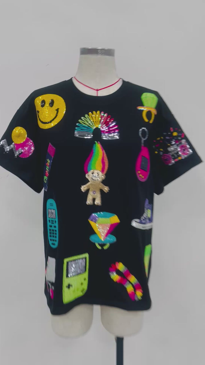 Nostalgic Babe Sequined tshirt  (PREORDER)