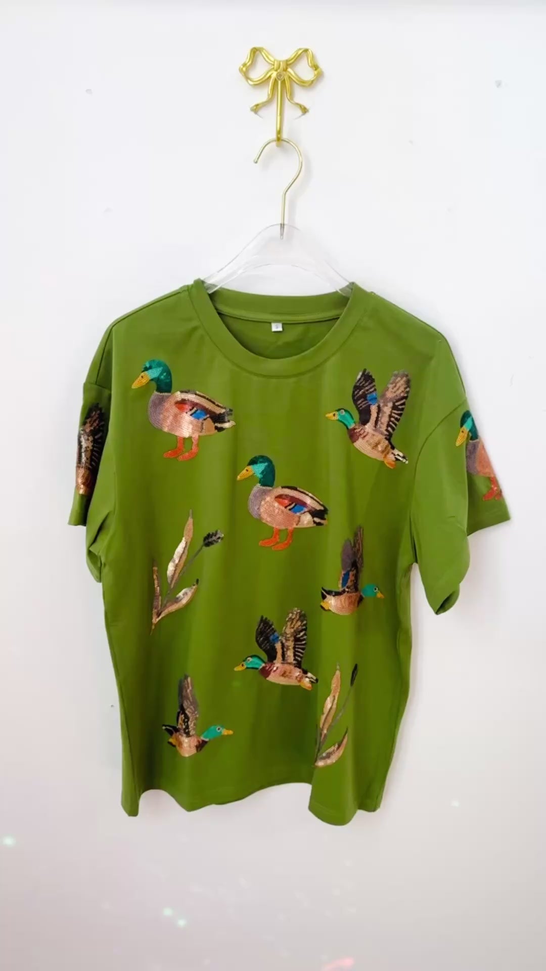 GREEN MALLARD DUCK SEQUIN TSHIRT RTS