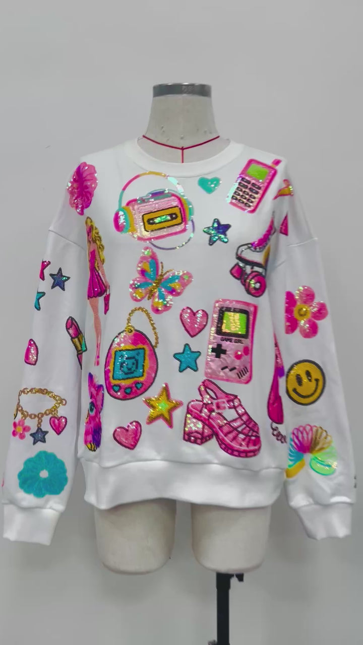 ALL THINGS NOSTALGIC WHITE PULLOVER (PREORDER)