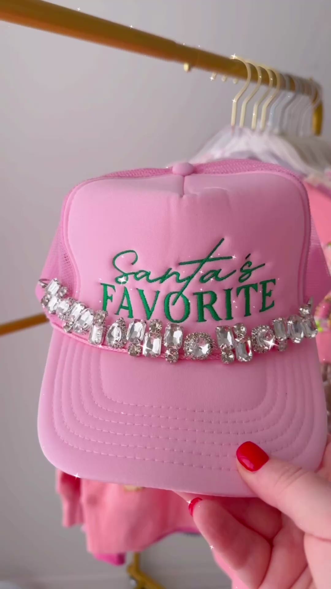 Santas Favorite Jeweled Hat LIGHT PINK (ships 2-3 weeks)